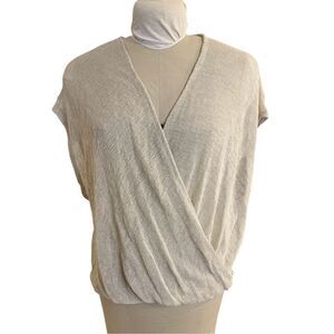 NWT Eileen Fisher Linen Blend Wrap Front Sweater Medium